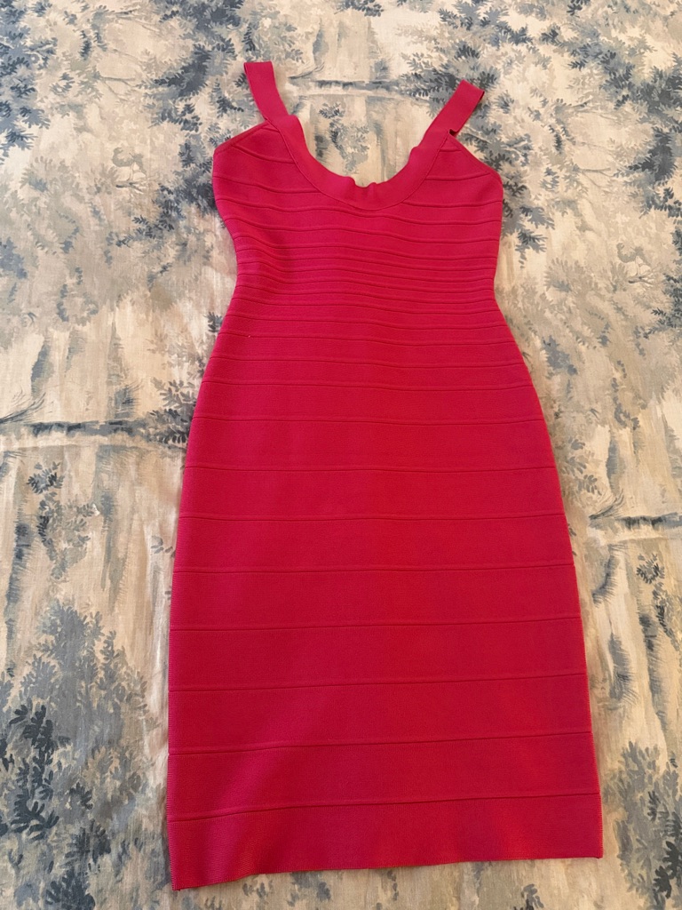 Herve Leger Hot Pink Bandage Midi Dress